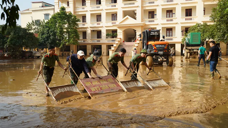 local authorities clean up after typhoon
